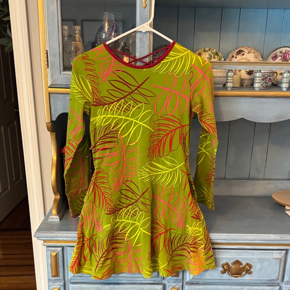 Colorful Leaf Pattern Kids Dress